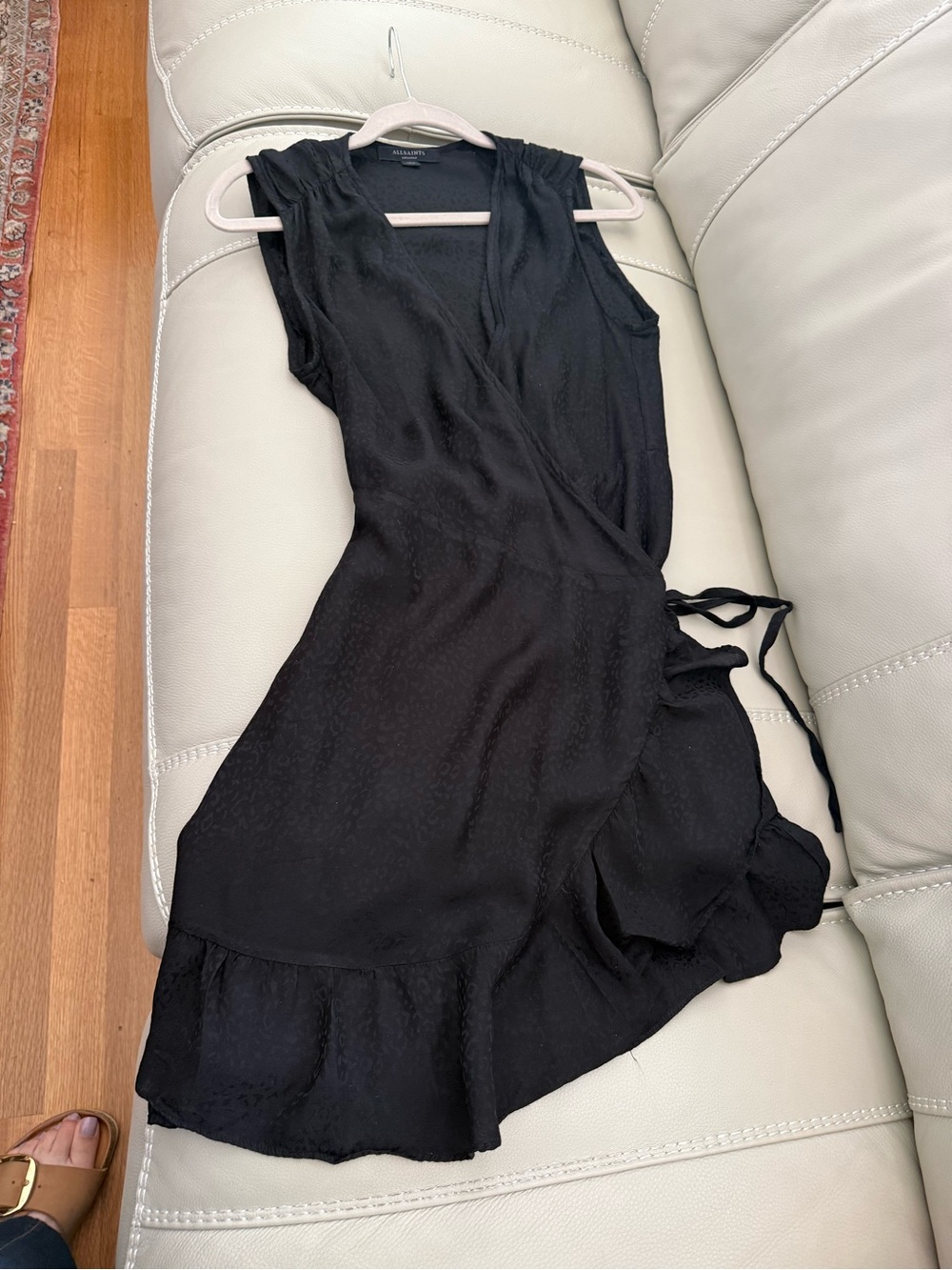 All Saints Black Sleeveless Wrap Mini Dress